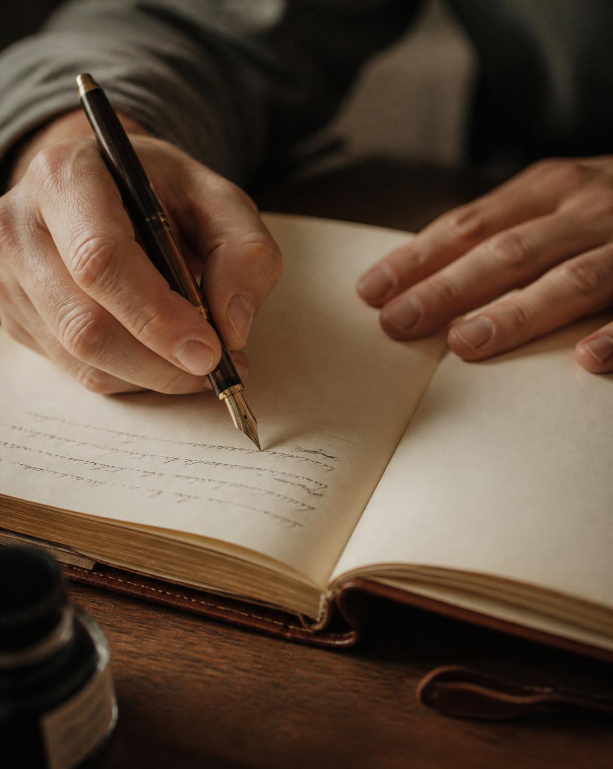 Manos tomando notas a mano sobre un cuaderno.